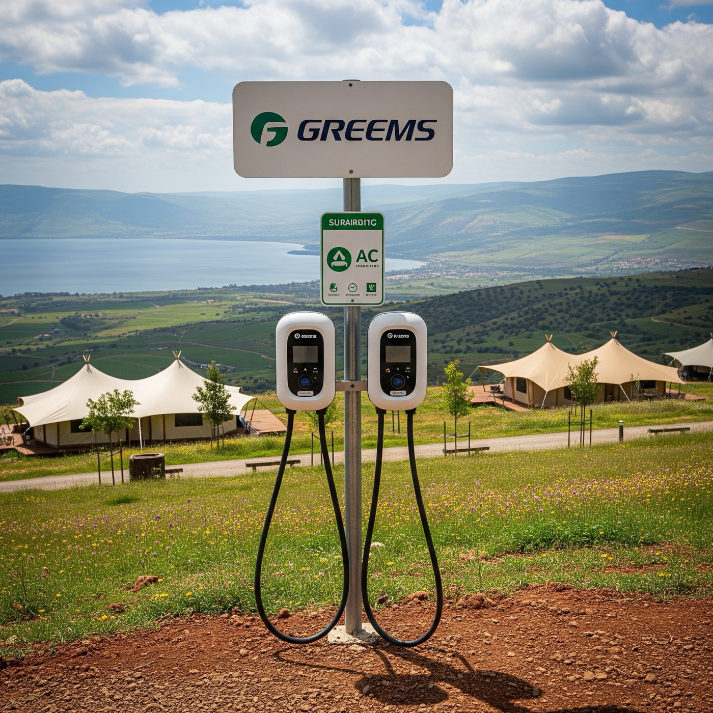 Charging station at a leisure destination